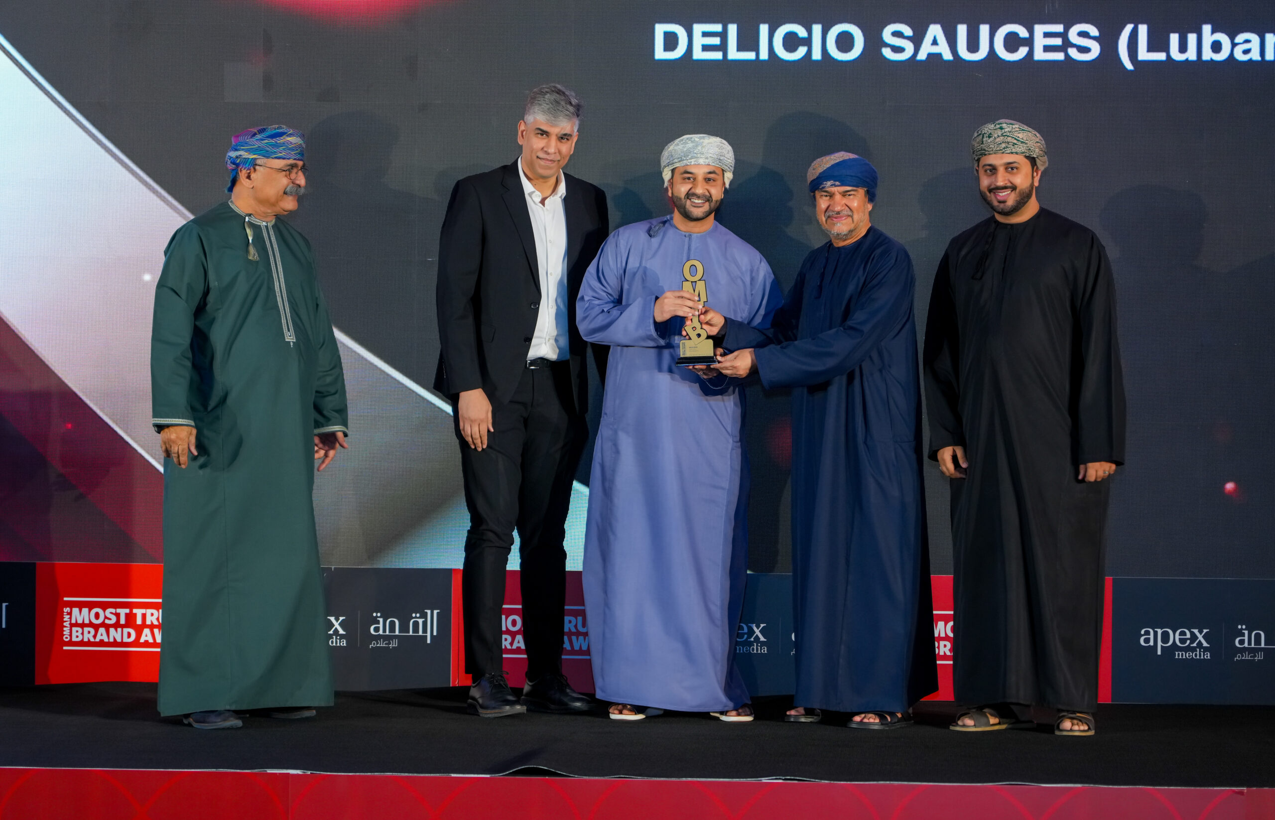 Delicio team at Oman’s Most Trusted Brands awards ceremony