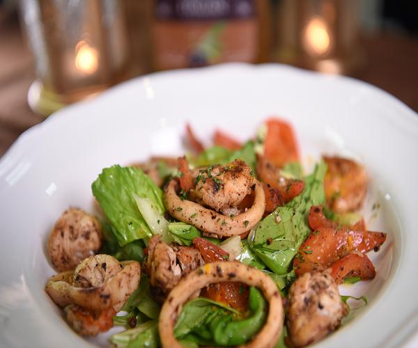 Grilled Shrimp & Calamari Salad with Orange Vinaigrette